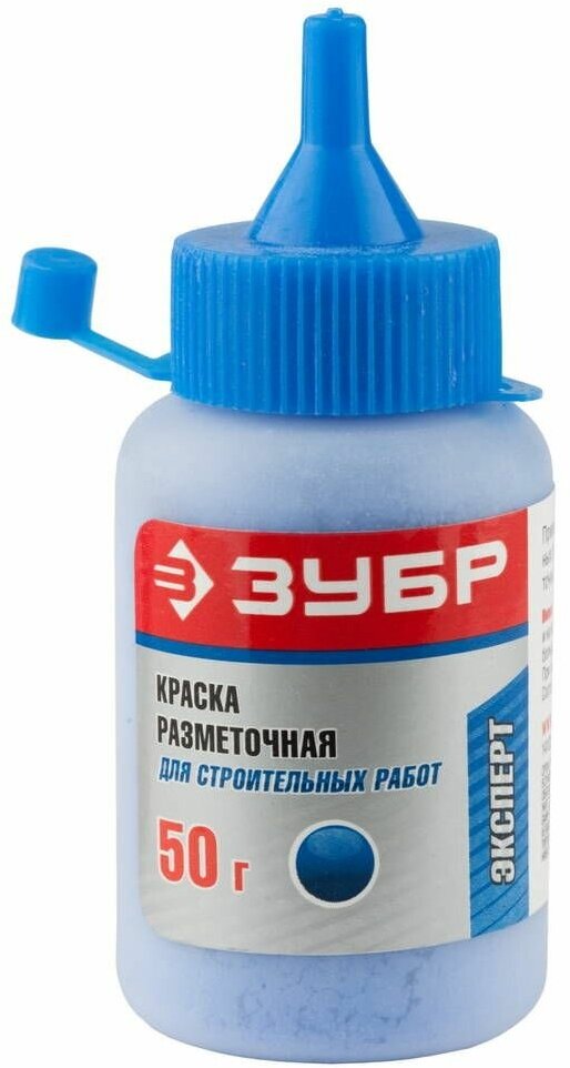 Разметочная краска ЗУБР синяя 50 гр для окраски малярных шнуров с четким следом на плоскости