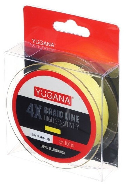 Леска плетеная YUGANA X4 PE Yellow 0.12 mm 100 m 7702064