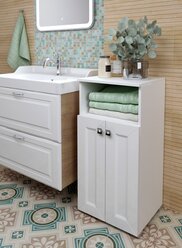 Шкаф для ванной комнаты, REGENT style, Пенал Гранд 2двери 1ниша, белый, 83,6*40*35