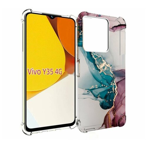 Чехол MyPads фиолетовый синий краски для Vivo Y35 4G 2022 / Vivo Y22 задняя-панель-накладка-бампер