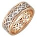 Обручальные кольца Эстет Широкое обручальное кольцо из комбинированного золота с узором, ширина 7,5 мм