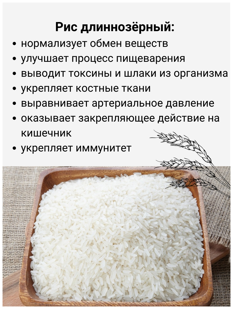 Рис длиннозерный пропаренный шлифованный - фотография № 2