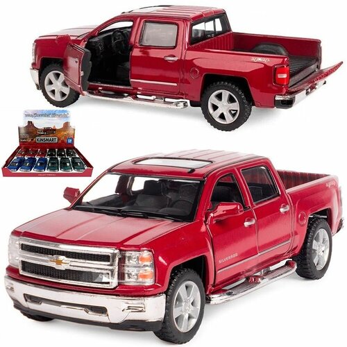 Машинка игрушка детская 1:46 2014 Chevrolet Silverado (Шевроле Сильверадо) инерционная / Красный