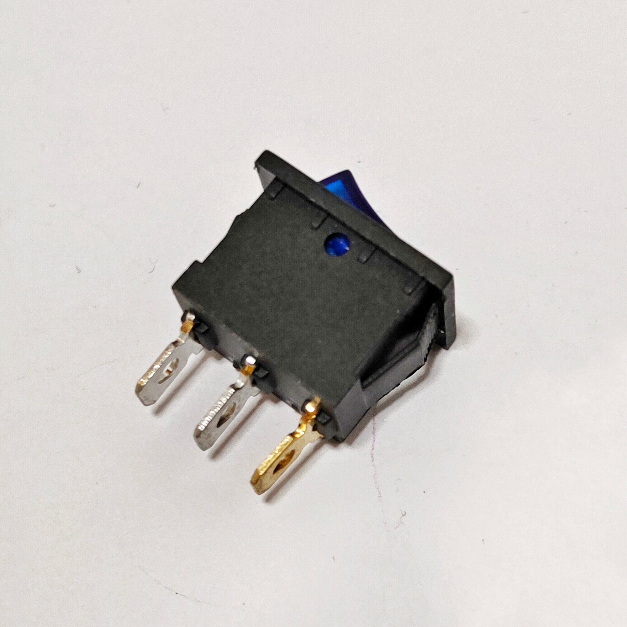 Выключатель клавишный 12В мини с подсветкой 15А синий (комплект с клеммами и термоусадкой) - фотография № 5