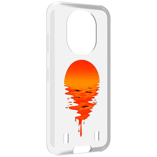 Чехол MyPads оранжевый закат на воде для Oukitel WP16 задняя-панель-накладка-бампер