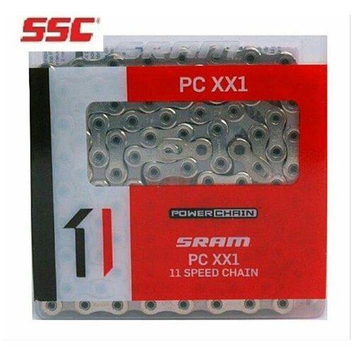 Велосипедная цепь SRAM PC XX1 11 ск 118 звеньев серебристая цепь sram pc xx1 eagle rainbow 12 ск hollowpin полые пины с замочком 126 зв