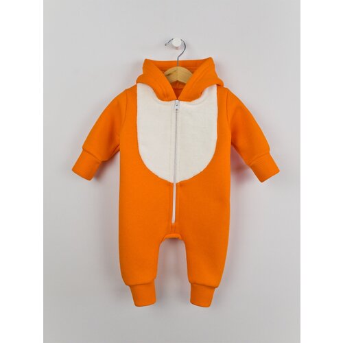 фото Комбинезон babymaya для девочек, на молнии, ушки, размер 74, оранжевый