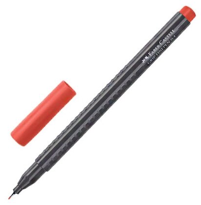 Ручка капиллярная FABER-CASTELL Grip Finepen, красная, трехгранная, корпус черный, 0,4мм (10 шт.)