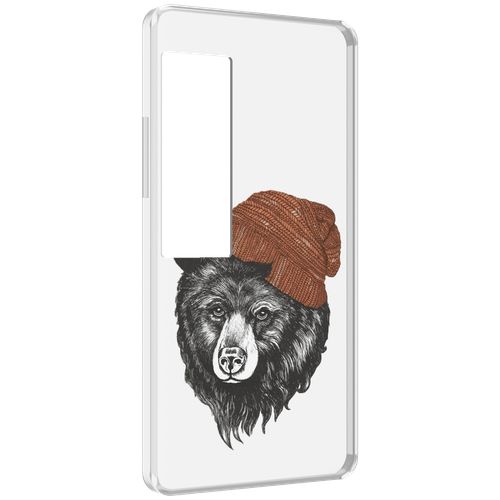 Чехол MyPads Медведь в шапке 2 для Meizu Pro 7 Plus задняя-панель-накладка-бампер