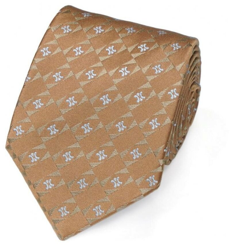 Бежево-коричневый мужской галстук с узором Celine 851817 