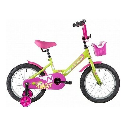 Велосипед NOVATRACK 16 TWIST зеленый тормоз нож крылья корот полная защцепи корзина 912000₽