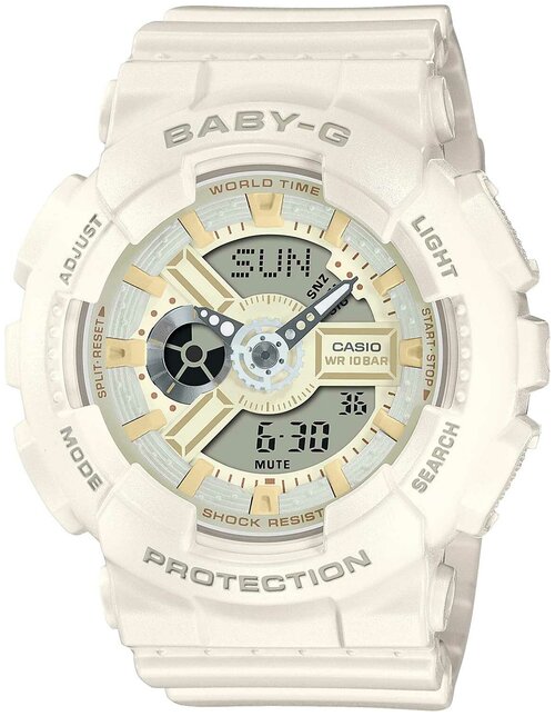 Наручные часы CASIO Японские наручные часы Casio Baby-G BA-110XSW-7A с хронографом, бежевый