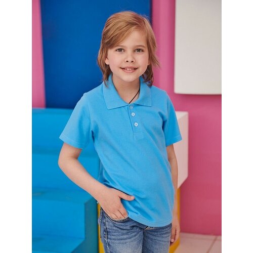 фото Поло k&r baby, хлопок, размер 98, голубой