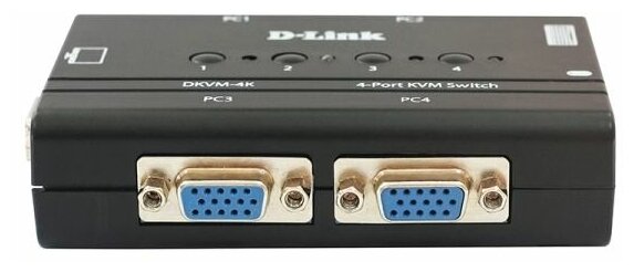 Коммутатор D-Link DKVM-4K/B3A для 4 ПК, VGA+PS/2