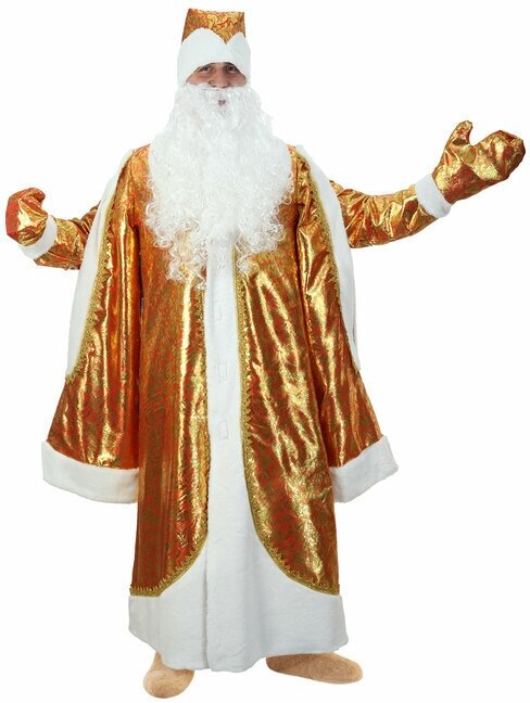Карнавальный костюм 'Дед Мороз', парча, золото на красном, р. 48-50, рост 182 см
