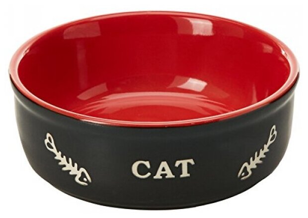Миска керамическая NOBBY PET NOBBY CAT 240 мл 13,5 см x 5 см черно-красная с принтом - фотография № 2