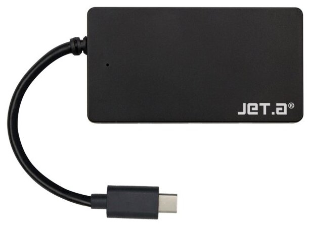 USB-концентратор Jet. A JA-UH38 USB Type C на 4 порта USB 3.0, Hot Plug, ультракомпактный, чёрный