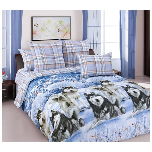 фото Постельное белье «хаски 1», бязь (2.0 европростыня) текс-дизайн