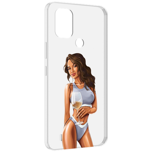Чехол MyPads девушка-в-сером-купальнике- женский для Nokia C31 задняя-панель-накладка-бампер
