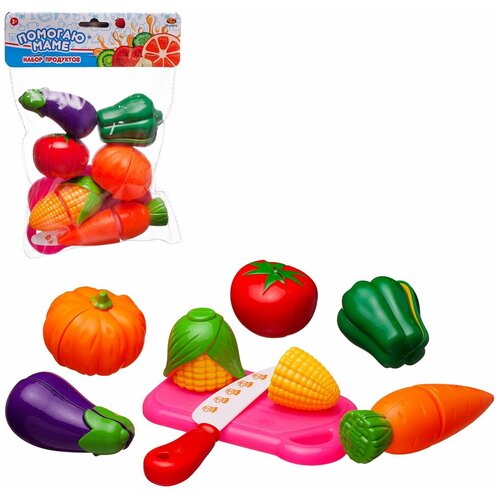 Игровой набор ABtoys Помогаю Маме продуктов для резки на липучках Овощи, 14 предметов