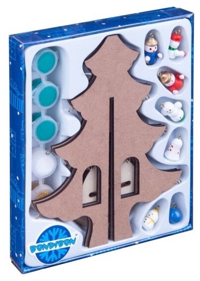 Набор для творчества Bondibon ВВ4687 Новогодняя ёлочка-раскраска с игрушками, высота 23 см