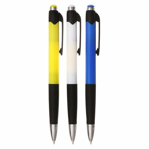 Набор шариковых ручек 12 штук 05мм автоматическая корпус с резиновым держателем чернила синие микс 727₽