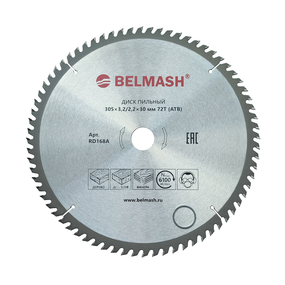 Диск пильный BELMASH 305x32/22x30 72T RD168A