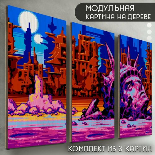 Модульная картина на дереве "Игры Comix Zone (Скетч Тёрнер, Sega, Сега, 16 bit, 16 бит, ретро приставка) - 6048"
