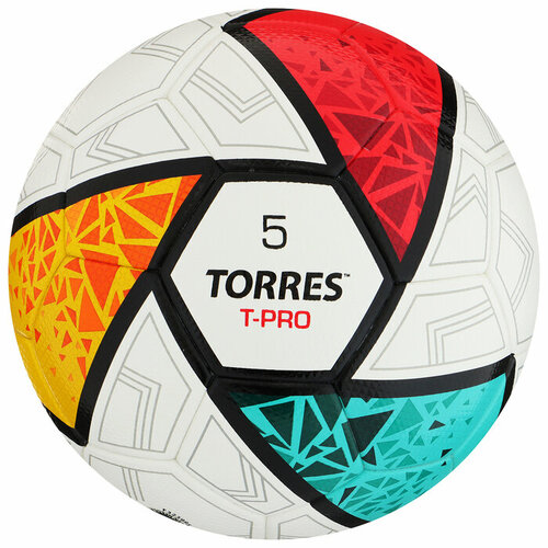 Мяч футбольный TORRES T-Pro F323995, PU-Microf, термосшивка, 32 панели, р. 5 мяч футбольный torres match арт f320025 р 5 32 панел pu 4 под слоя руч сшив бело серебр голуб