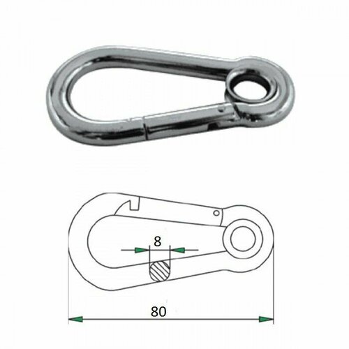 Гак-карабин с проушиной 8х80мм