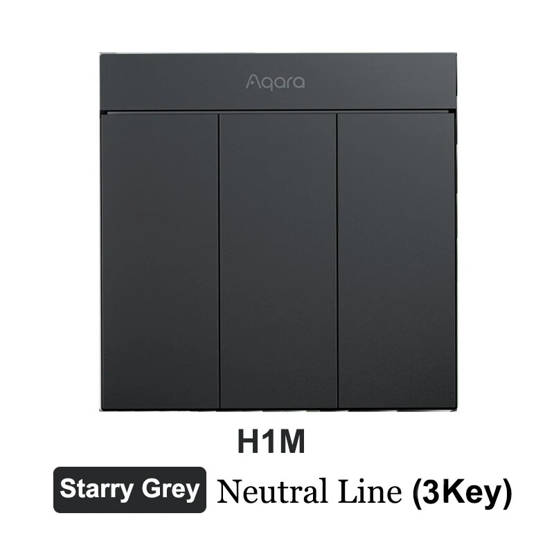 Aqara Smart Wall Switch H1M 6 Colors Zigbee 3.0, Starry Grey 3 Key