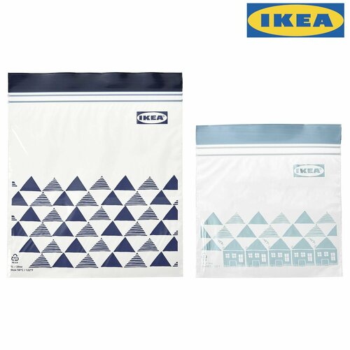 ЗИП пакет икеа (IKEA ISTAD) 60 штук 30 (19*18) 30 (15*13) многоразовый пакет для хранения продуктов с застежкой. голубой, черный