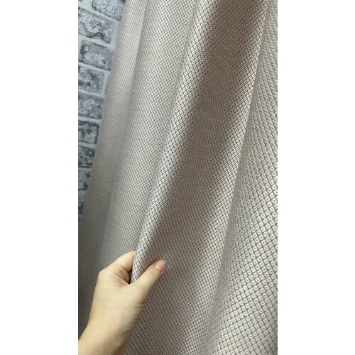 Портьеры блэкаут рогожка лен пудровые крупного плетения, ширина 3м, высота 2,7м