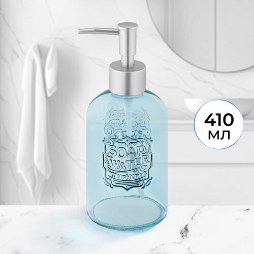 Диспенсер дозатор для моющего средства или жидкого мыла 410 мл Elan Gallery Голубой 7х7х19 см 370₽