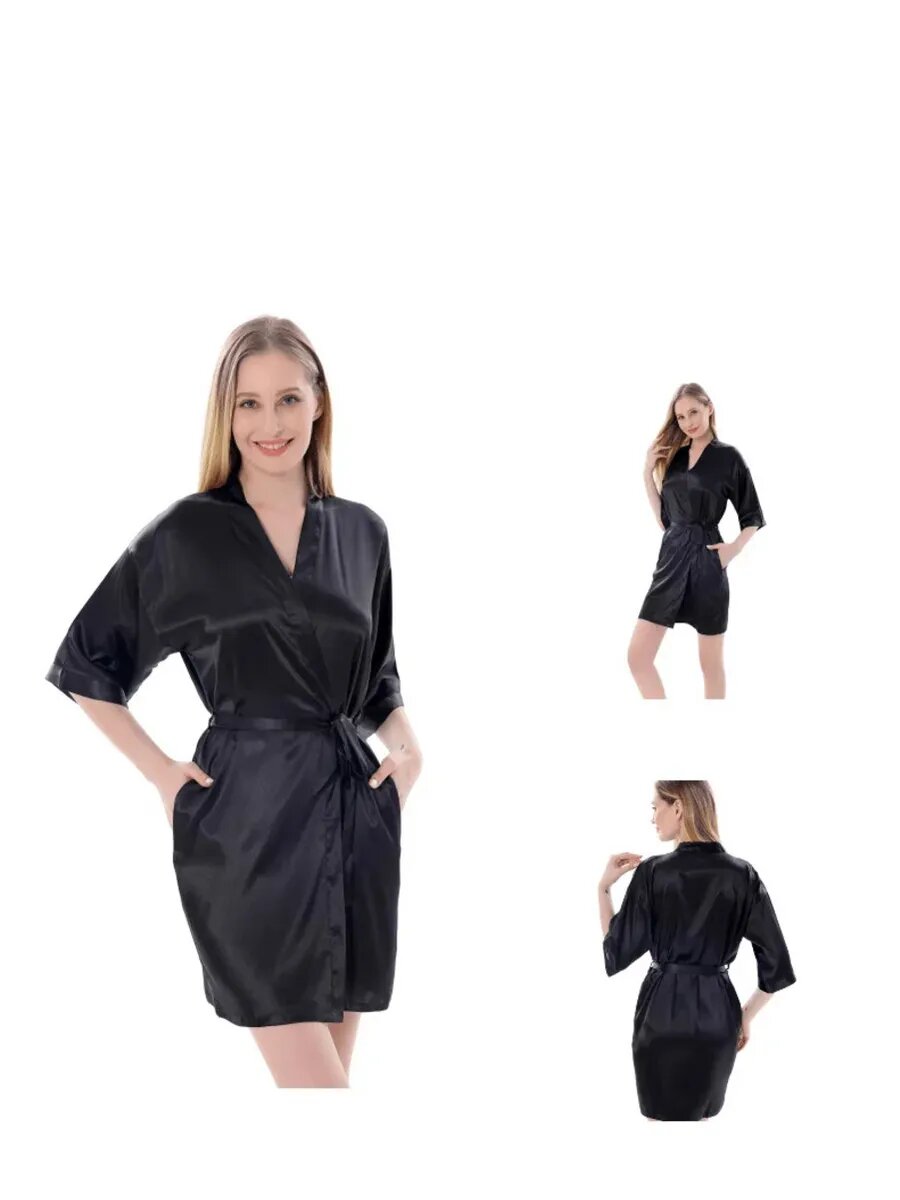 Халат Ella, размер S, черный — фото 1