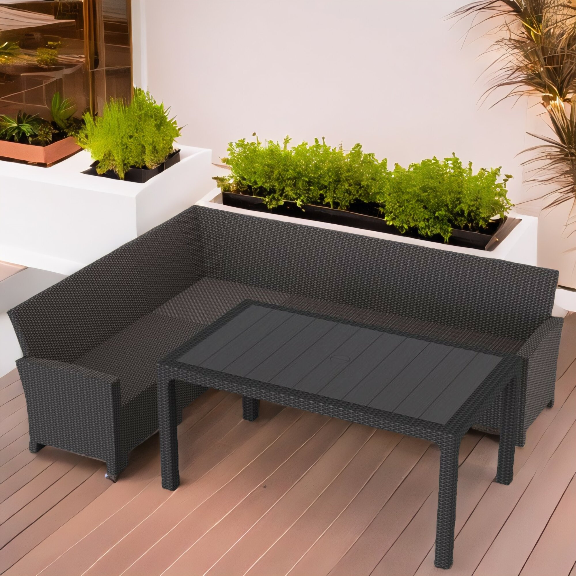 Комплект мебели Калифорния “California“ с угловым диваном 240 х 188 см арт.80497-5П с подушками и столом 165 х 95 см