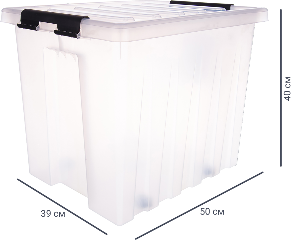 Контейнер Rox Box 50x39x40 см 50 л пластик с крышкой и роликами цвет прозрачный