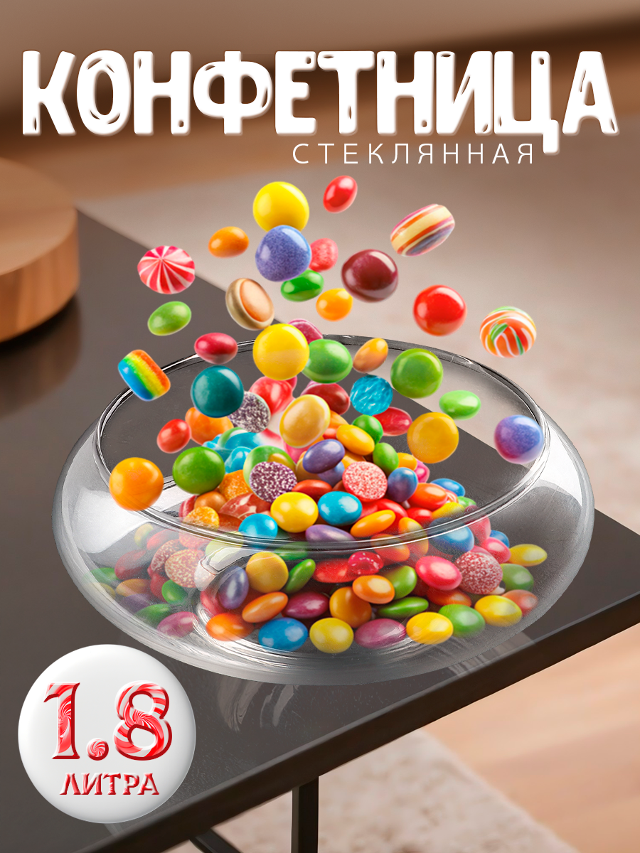Конфетница стеклянная Magistro «НЛО» 18 л 20×7 см стекло прозрачная