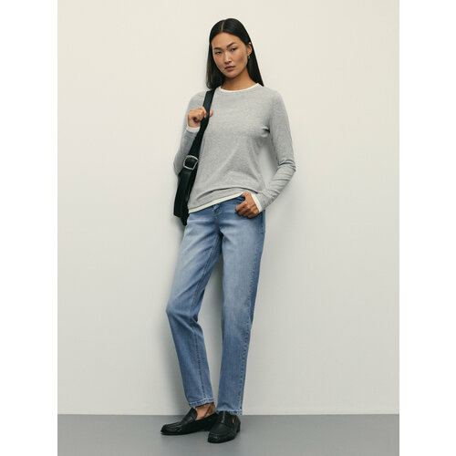 фото Джинсы мом zarina mom fit, размер xs (ru 42)/170, голубой индиго