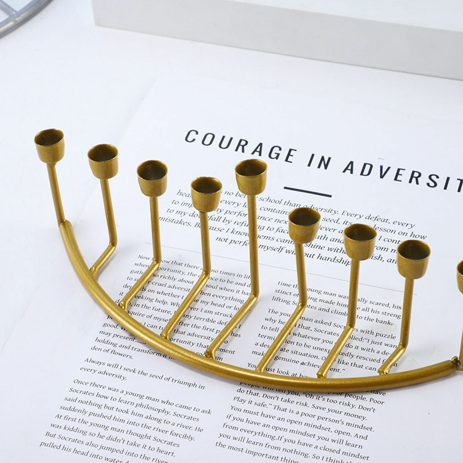 Девятисвечник Менора (Минора) Ханукия для 9 свеч золото — фото 1