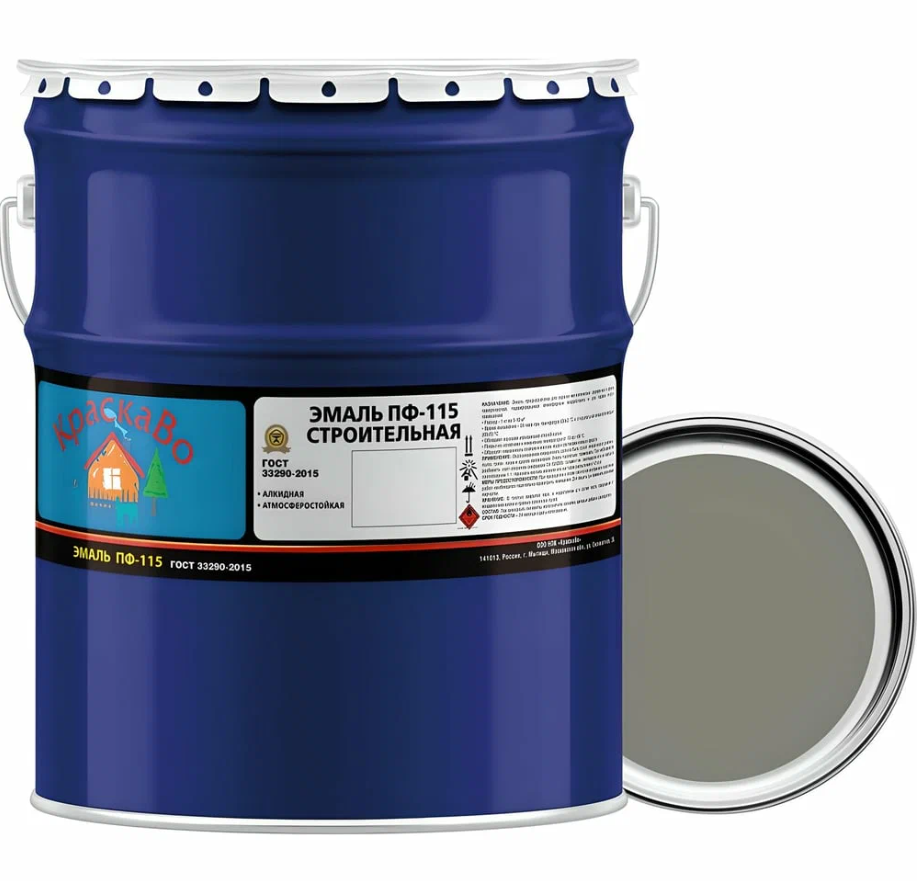 Эмаль краскаво пф-115 серая строительная 25кг. 4620105771825