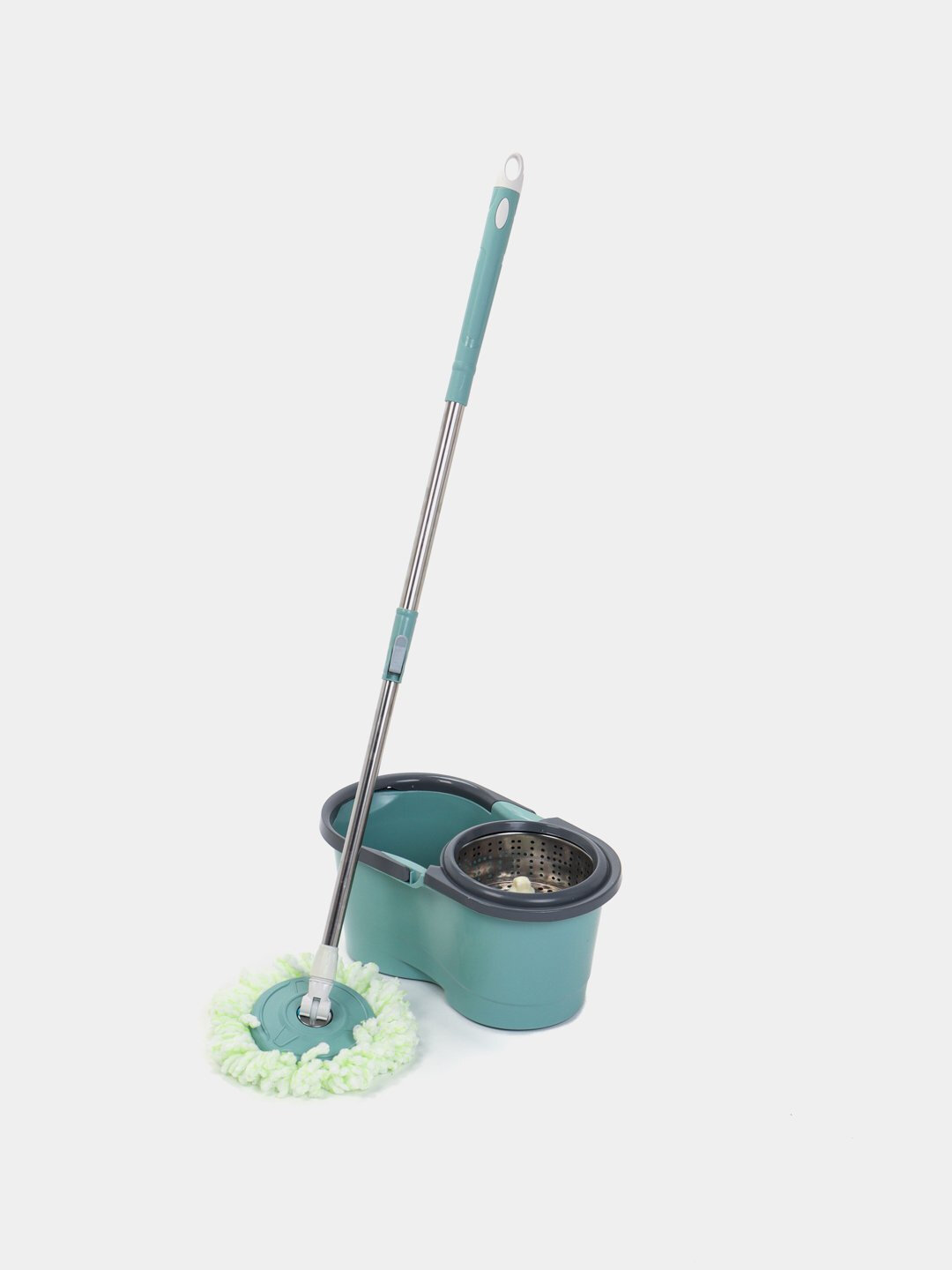 Швабра с отжимом и ведро для мытья полов 2 в 1, две насадки в наборе, барабан нержавейка