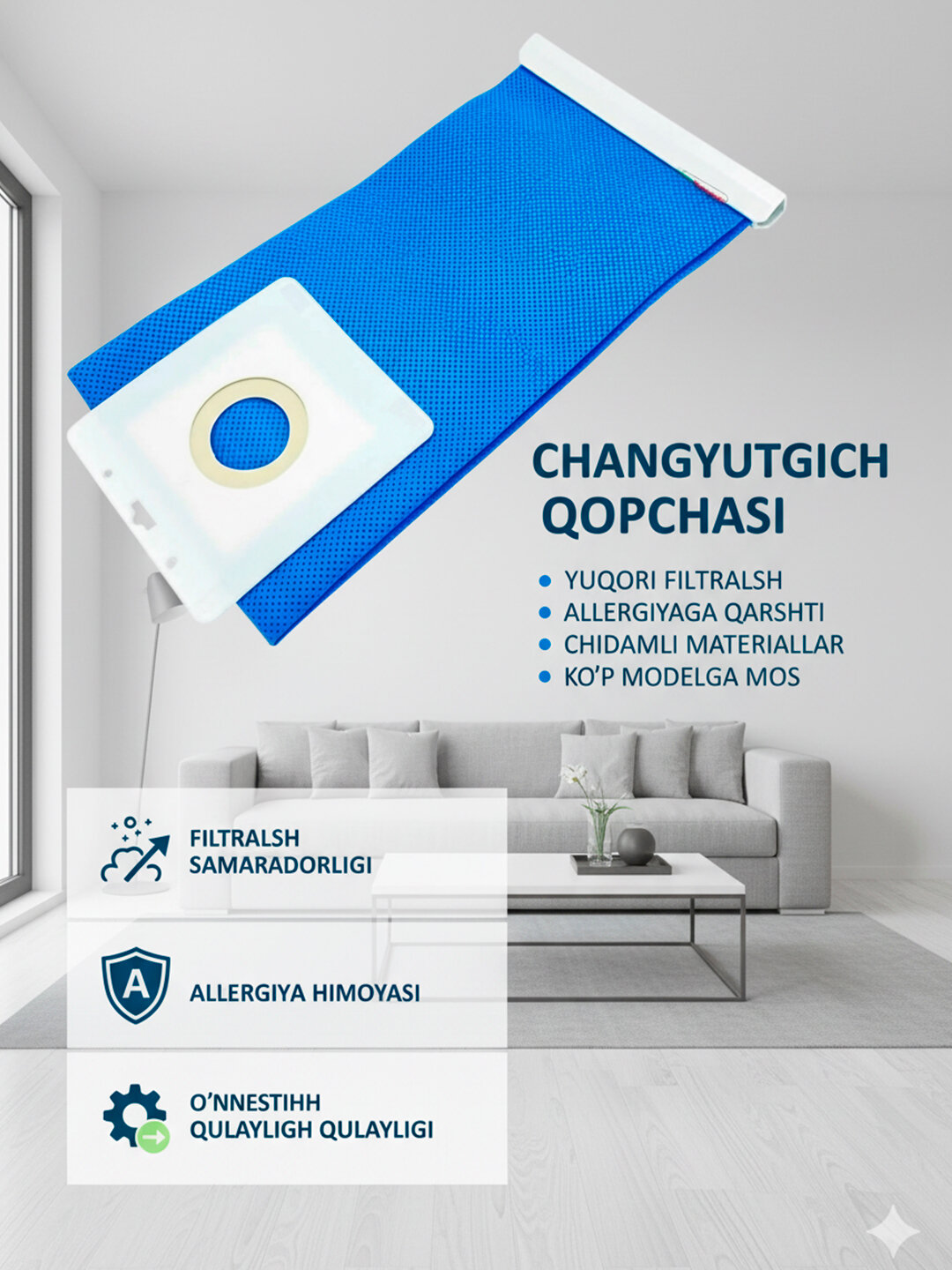 Многоразовые мешки для пылесосов Samsung, LG, универсальные, тканевый, аналог DJ69-00420B - 1 шт