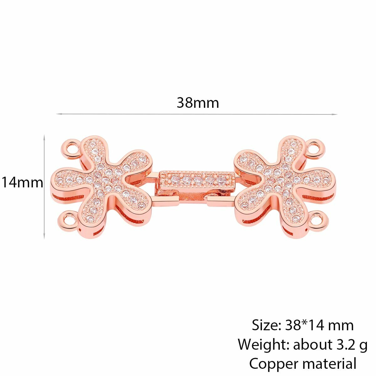 Розовые застежки Juya Rose gold, 38x14 мм