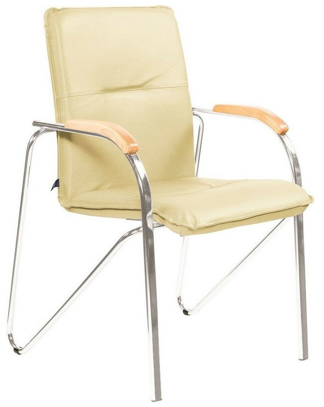 Конференц-кресло FA_SAMBA Silver к/з светло-бежевый DO122/бук - фотография № 7