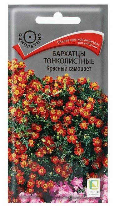 Семена цветов Бархатцы тонколистные "Красный самоцвет" 0,1 г