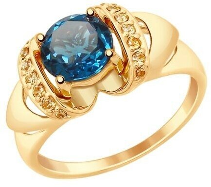 Кольцо Diamant online, золото, 585 проба, топаз, фианит