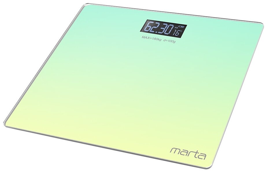 MARTA MT-SC1691 желто-зеленый LCD весы напольные диагностические, умные с Bluetooth - фотография № 10