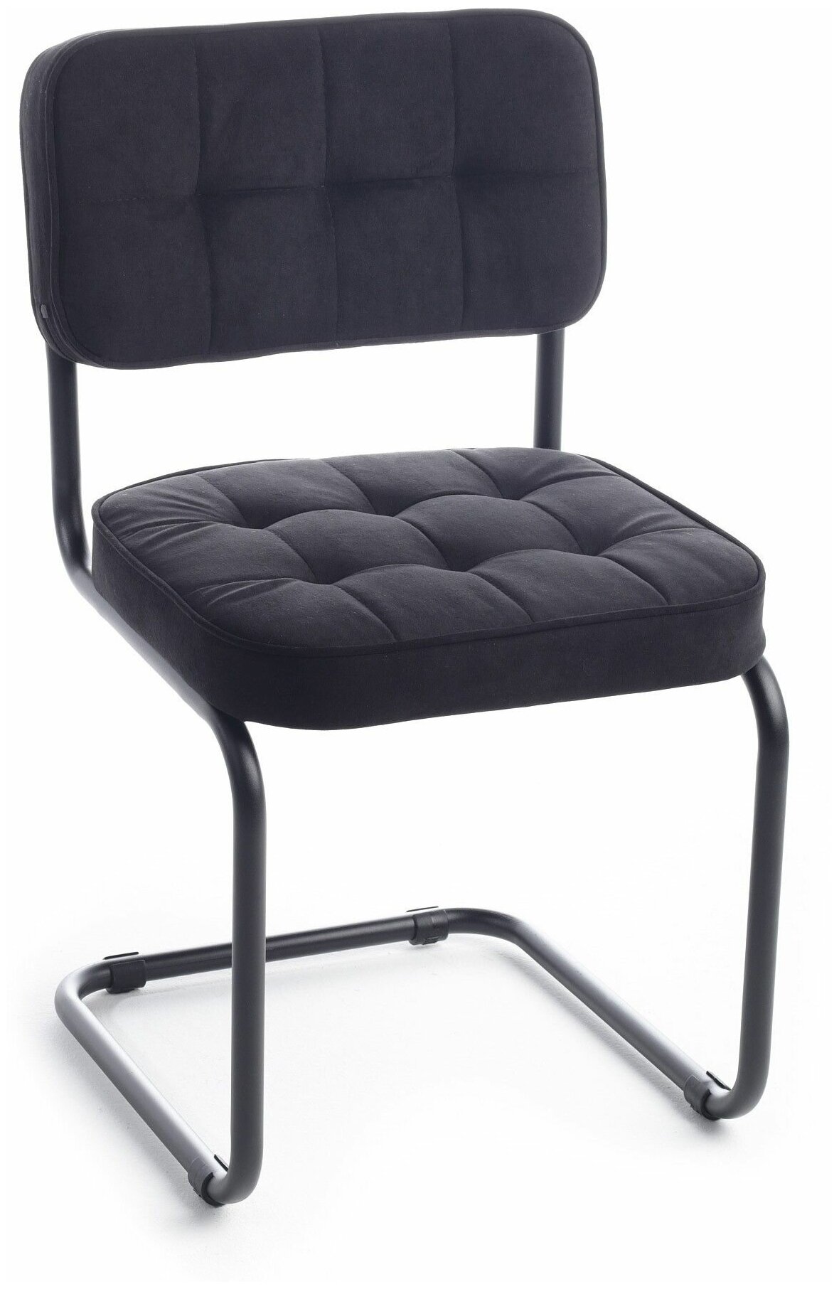 Конференц-кресло для офиса (комплект 2 шт.) Сильвия Сomfort, Велюр Neo 28 (черный)/Металл черный