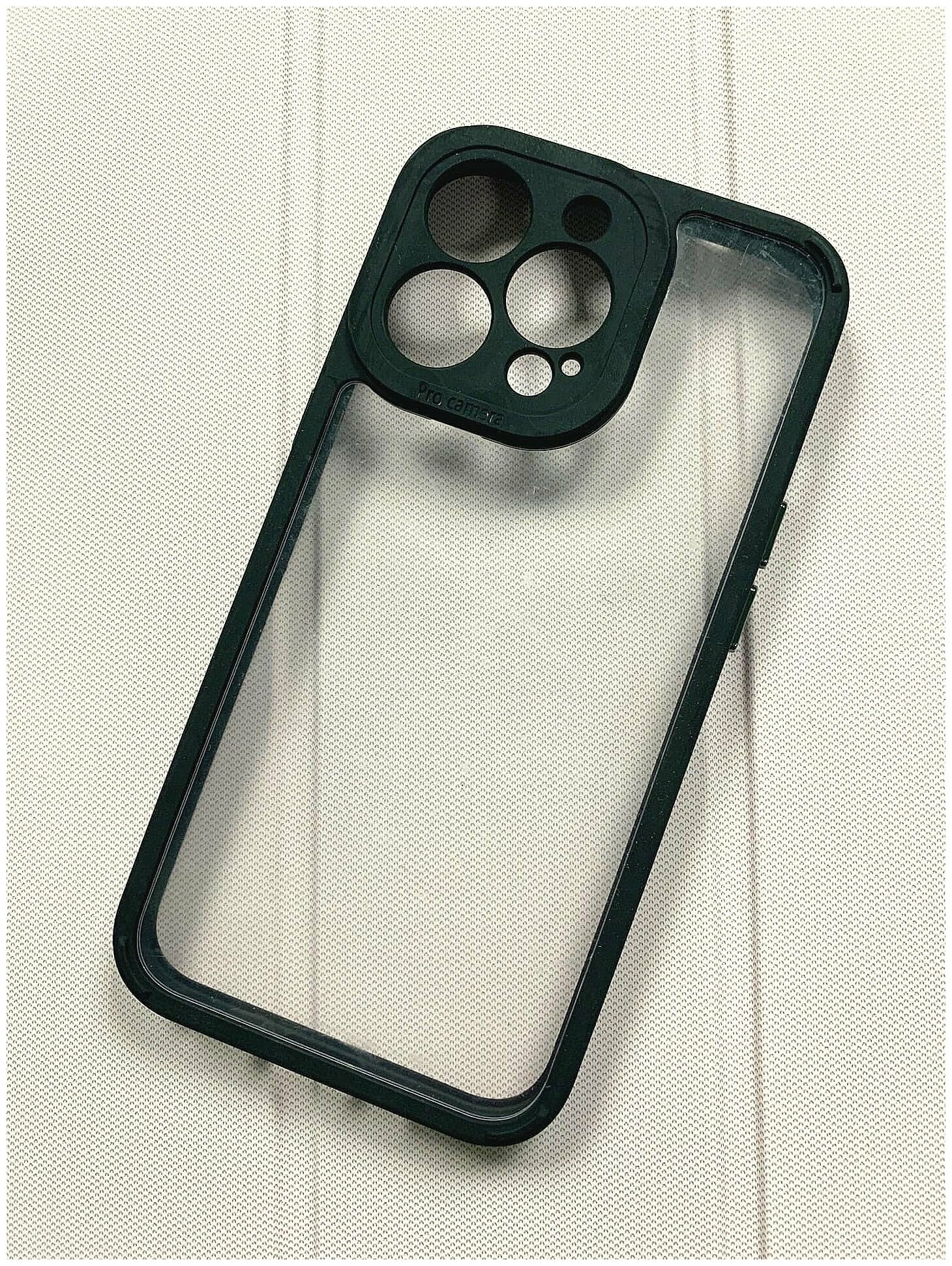 Бампер накладка для iPhone 13 Pro 6.1" с защитой для камеры, с прозрачной крышкой - черный